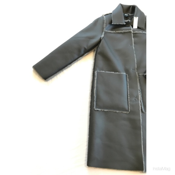 MAEVE Gray Reversible Faux Leather & Faux Fur Long Coat - Picture 7 of 16